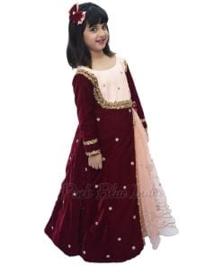 Indian Wedding Velvet Gown for girls: Baby Girls Ethnic Dress