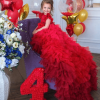Designer Princess Long Tail Dress - Girls Birthday Party Gown, Kids Dress
