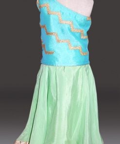 Baby Girl Indian Wedding Ethnic Dress, Designer Kids One Shoulder Crop Top and long skirt