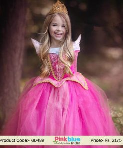 Toddler Girls Disney Princess Aurora Costume Birthday Party Dress