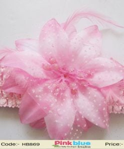 Buy Online Divine Baby Pink Kids Crochet Floral Hair Band