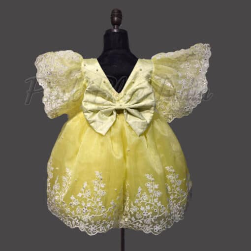 One Piece Party Wear Dress for Girls Yellow Knee Length