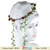 Buy Online Red and Green Floral Tiara Style Infant Headband with Two Leafy Strands