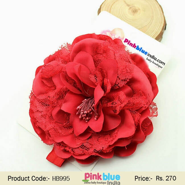 Red Birthday Flower Hair Band for Kids