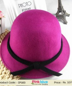 Shop Online Elegant Violet Round Wool Hat for Young Babies
