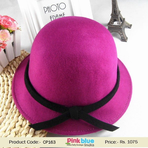 Shop Online Elegant Violet Round Wool Hat for Young Babies