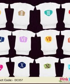 Monthly Milestones Rompers 1-12 Month Set, Roman Numerals Every Month baby Onesies