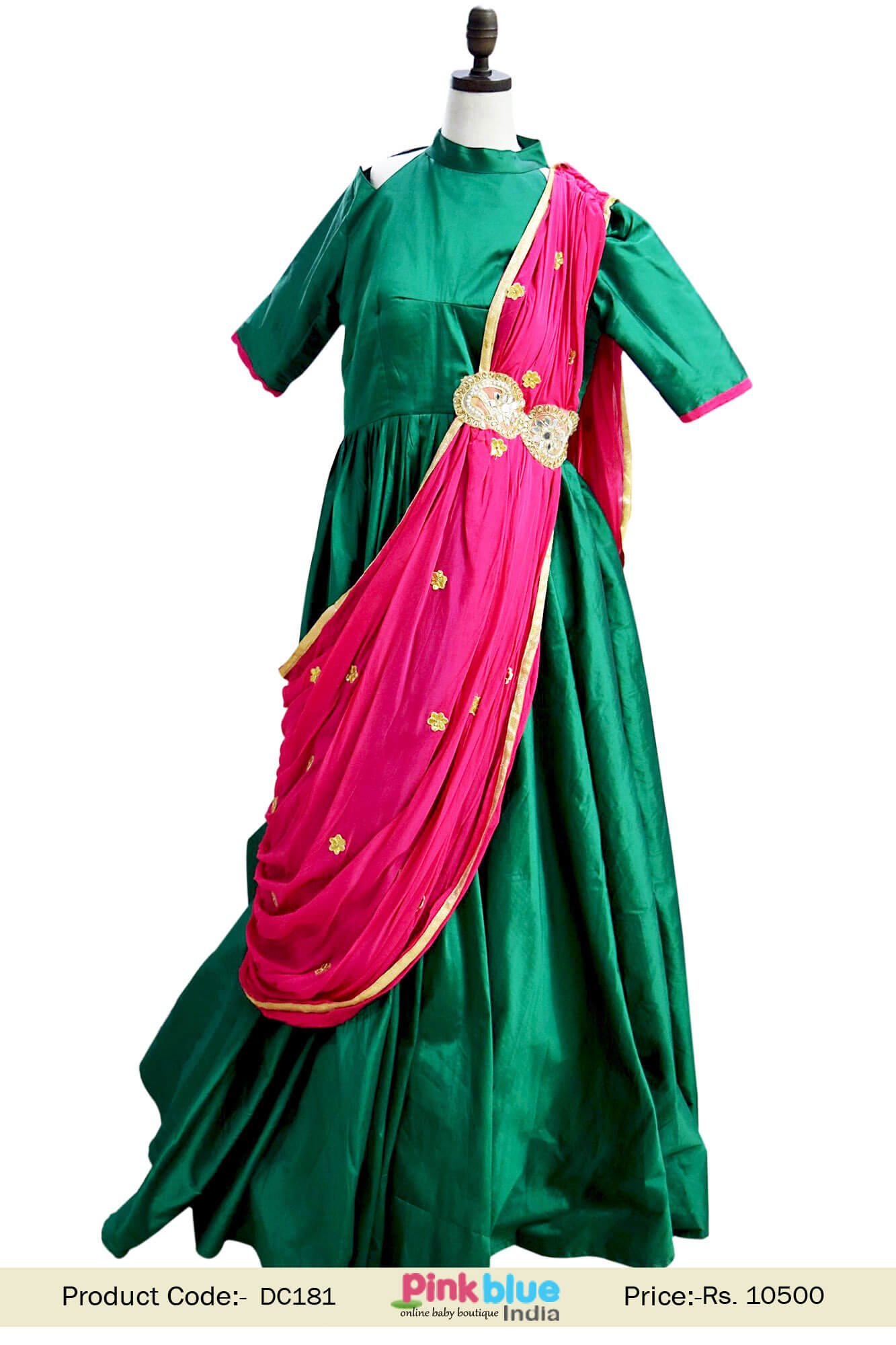 Shehzadi Women's Faux Georgette Long Gown South Indian Silk Banarasi Model  One Piece Maxi Long Dress for Girl Traditional Full Floor Length (Large,  Bottle Green) : Amazon.in: Fashion