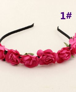 Exquisite Black Hair Band for Toddlers in India with Dark Pink Rose Flowers