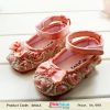 Fancy Flowery Peach Baby Shoes with Ankle Straps