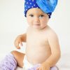 Fashionable Blue Hat with Dots and a Big Flower for Indian Infants