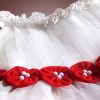 Fashionable Red and White Infant Party Dress in Shimmery Net