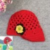 Shop Online Fashionable Red Crochet Infant Shade Cap With Flower