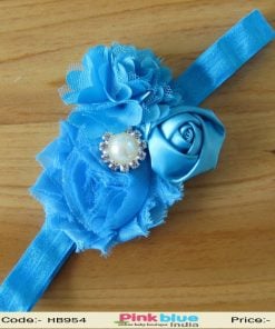 Sky Blue Flower Hair Band for Girls