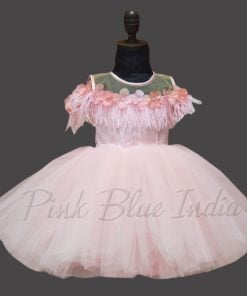 Feather Birthday Baby Gown Dress, Kids Party Wear collection