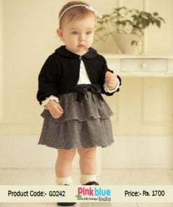 Cute Party Dress for Toddler Girls in Black and White with Jacket