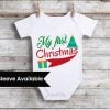 Personalized My First Christmas Baby Romper, Custom Bodysuit