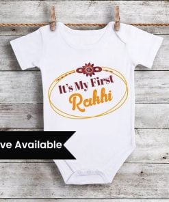 First Rakhi Onesie, Raksha Bandhan Baby Bodysuits, Newborn Clothes