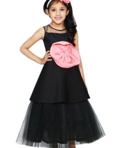 Floor Length Flower Girl Dress, Black Long flower princess dresses Designer