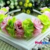Floral Hair Band for Toddlers in India with Baby Pink and Neon Green Roses
