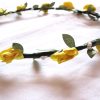 Tiara Style Floral Hair Band With Yellow Flowers and Green Leaves for Newborn Princess