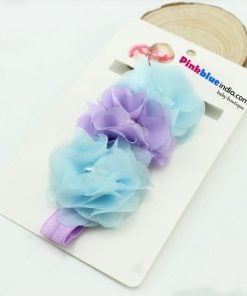 Lavender and Blue Floral Infant Headband with Diamond Embellishments