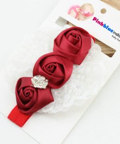 Headband with Three Flowers in Maroon and White Base for Toddlers in India