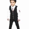 Cute Boys Black Pinstripe Waistcoat Outfit Suit, birthday party outfit, Pant and White Shirt
