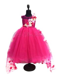 Fuchsia Baby Ball Gown - Party Wear Baby Dress, kids ball gown