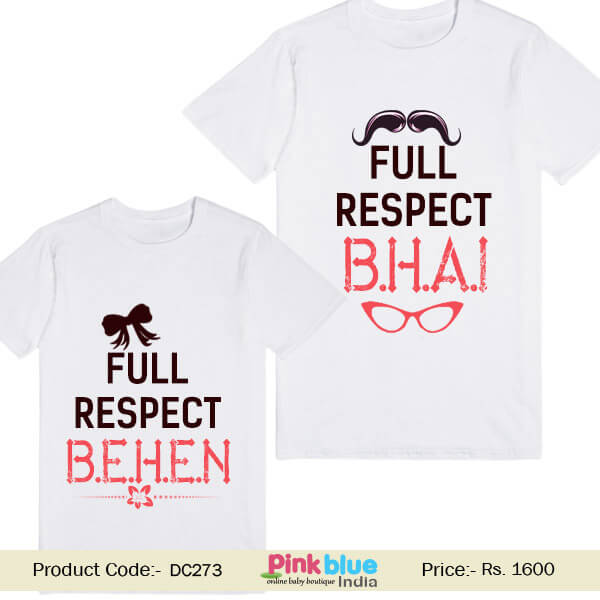 Full Respect Bhai & Behen Personalized Sibling T-shirt Sets Online India