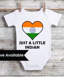 Funny India Flag Baby Bodysuit/T-Shirt, Indian Onesie, 15 August Independence Day Onesie