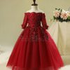 Baby Girl off shoulder Gown - Kids Party Wear Maroon Color Frock