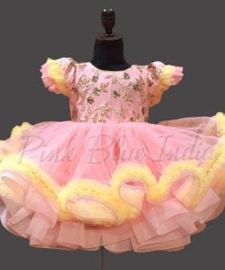 Girl Birthday Pink Fluffy Dress, party Wear Gown