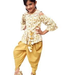 Baby Girl Indo Western golden Ethnic Party Dress - Girls Indian Festival Wear