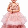 Girls Party Wear Beige Color Layered Gown - Birthday Layered Dress, Kids Party Wear