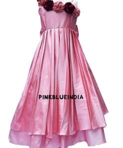 Girls Pink Gown, Baby Girl Silk Party Wear Dress, Kids Long Dress Online