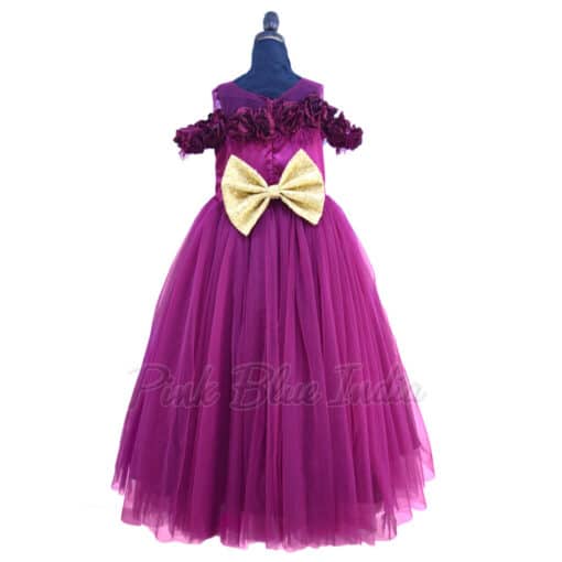 Buy Girls Plum Color Feathers Gown Online in India