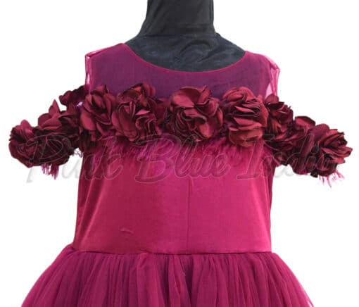 Buy Girls Plum Color Feathers Gown Online in India