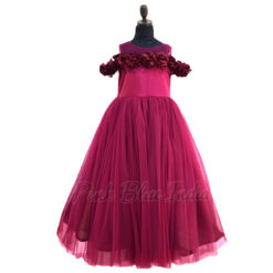 Buy Girls Plum Color Feathers Gown Online in India