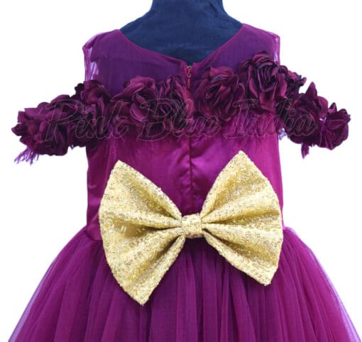 Buy Girls Plum Color Feathers Gown Online in India