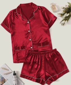 Girls Nightwear, Kid Girl Night Suit, Red Lounge Shorts Set online