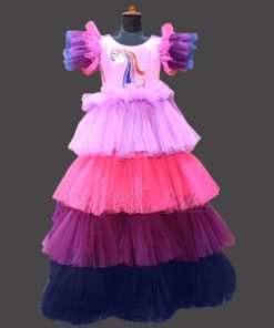 Girls Unicorn Colorful Gown, Unicorn Birthday Party Dress