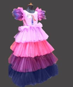 Girls Unicorn Colorful Gown Birthday Party Dress