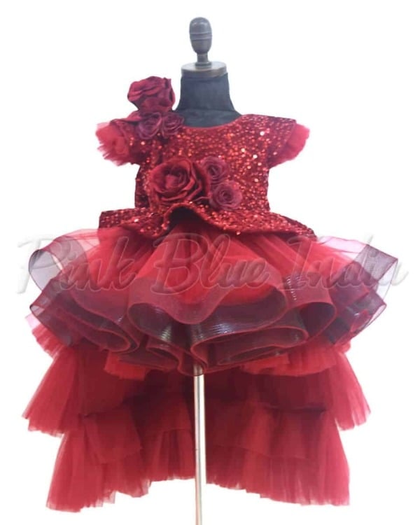 Party wear Velvet Kids Gowns Tail Dress