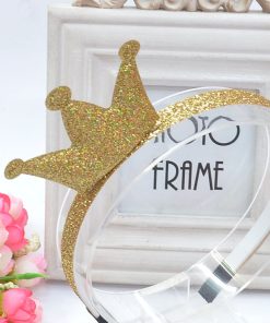 Glamorous Golden Hair Band with Tiara on Side for Newborn Princess