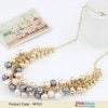 Glamorous Party Wear Necklace for Girls in Golden, White, Grey and Peach Beads