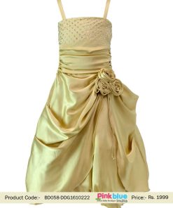 Childrens Golden Party Wear and Special Occasion Gown Girls India