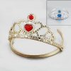 Tiara Style Golden Floral Hair Band for Newborn Princess with Red Stones