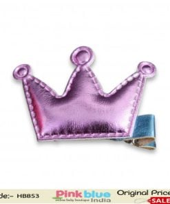 Gorgeous Infant Girl Purple Hair Pin with Cute Pink Crown Motif
