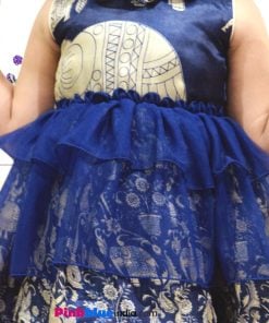 blue paper silk dress